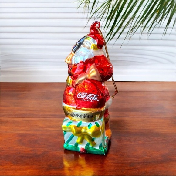 VINTAGE 2002 Coca-Cola Santa Blown Glass Ornament in Box - Christmas Tree - Picture 10 of 16